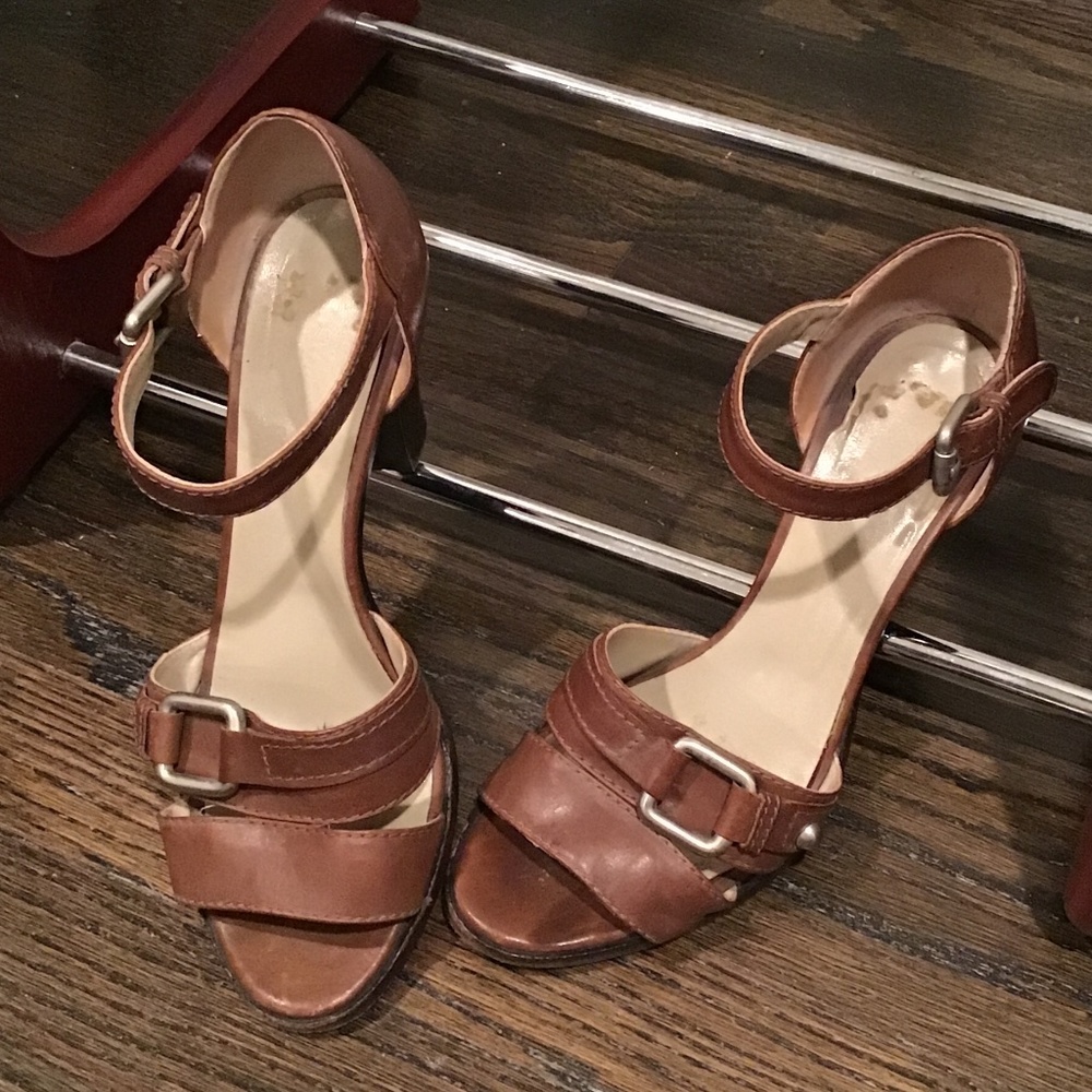 MaxMara Brown Leather Sandals Metal Buckle US 8.5